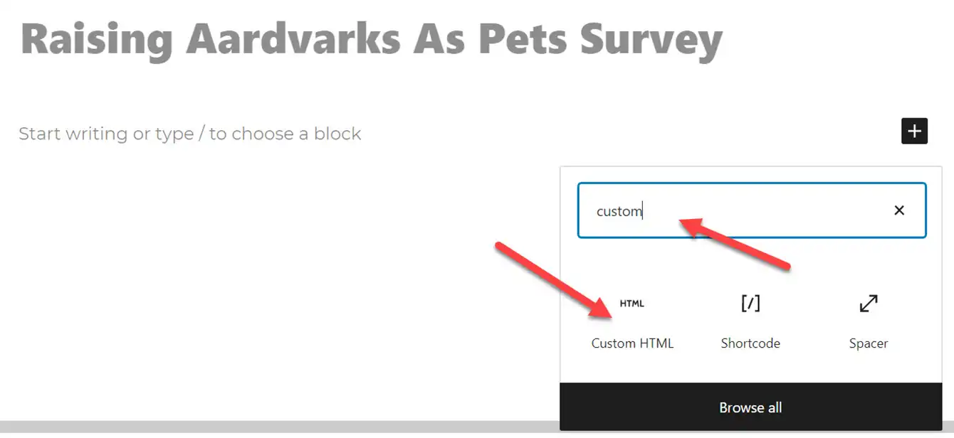 WordPress Custom HTML Block