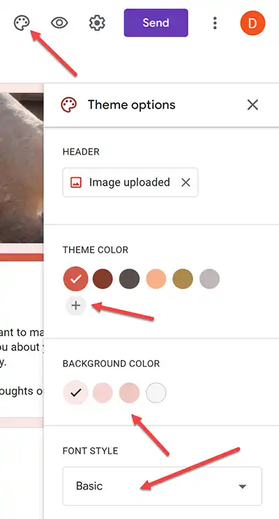 Changing your survey's theme colors