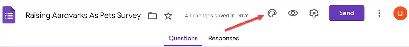 Google forms survey customize theme button