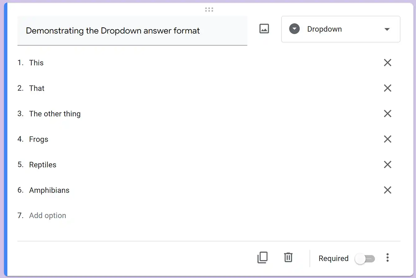 Dropdown answer question formatting