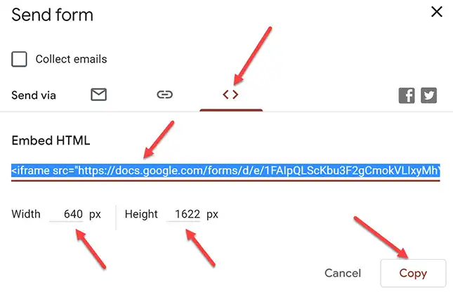 Google Forms Embed HTML Link