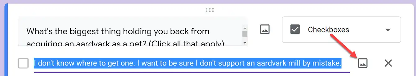 Adding images to answers in Google Forms