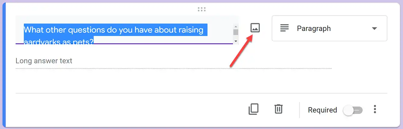 Adding images to your questions in Google forms
