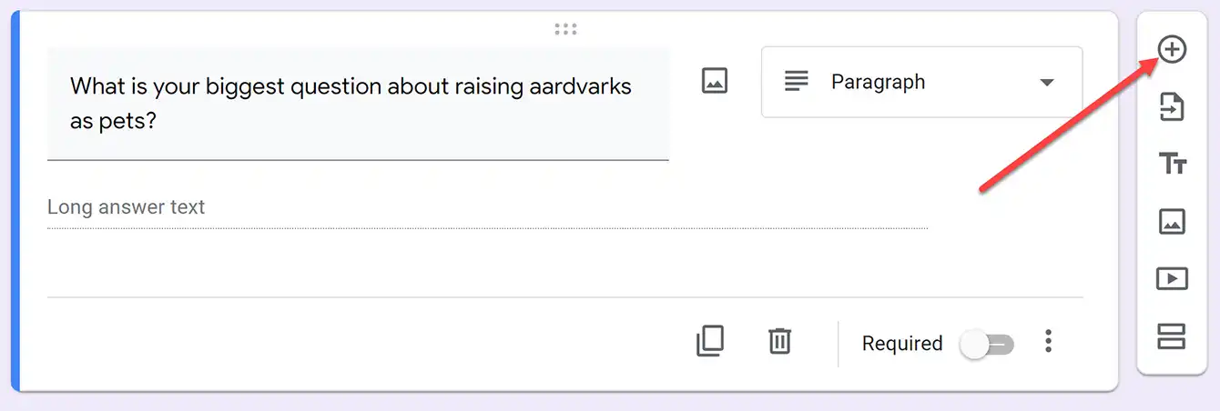 Add new question button google forms