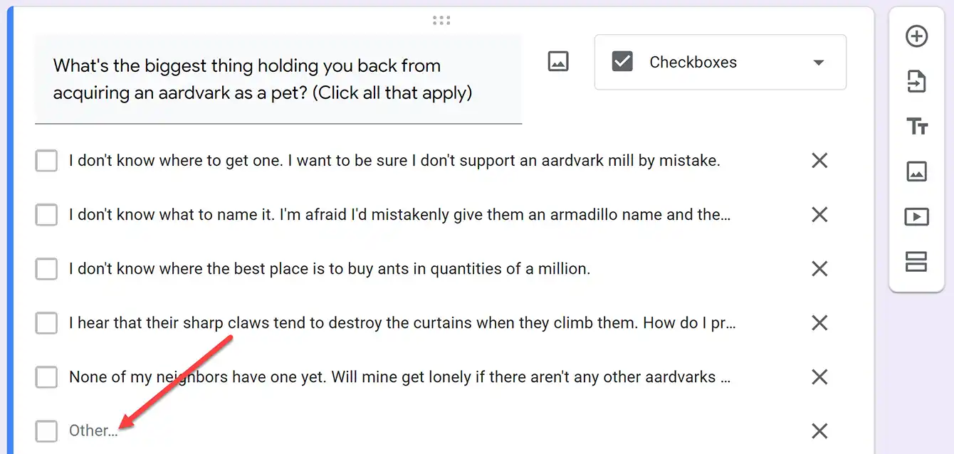 Adding an other question in google forms surveys