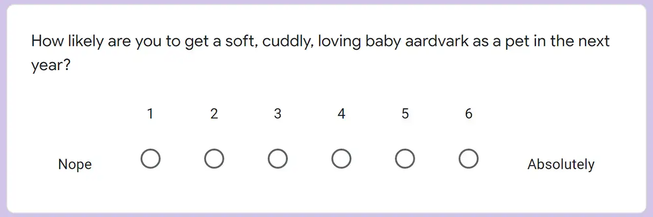 Linear scale question preview