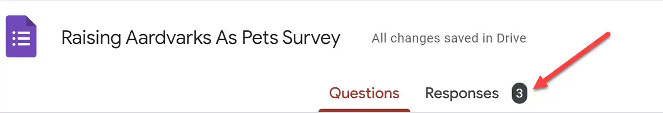 Google forms survey responses indicator