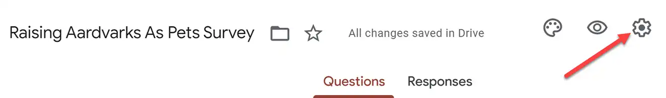 Google surveys settings button