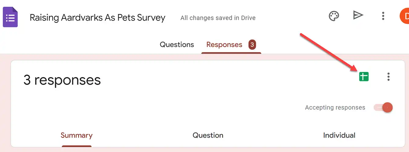 Google forms survey sheets button