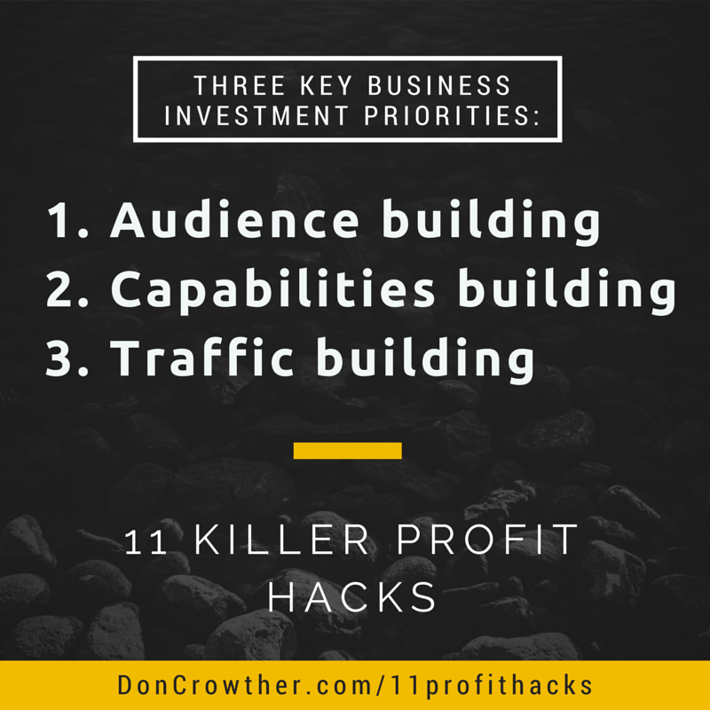 Three Key Business Investment Priorities https://doncrowther.com/featured/11-killer-profit-hacks